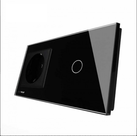 Priza simpla din sticla + Intrerupator simplu cap scara/cap cruce din sticla cu touch Livolo [3]