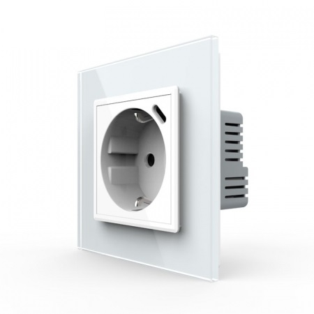 Priza simpla Schuko + slot USB Tip-C, Standard German 2M, cu rama sticla [2]