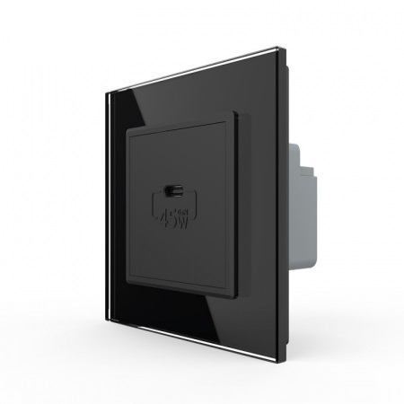 Priza simpla USB tip C, cu rama sticla [4]