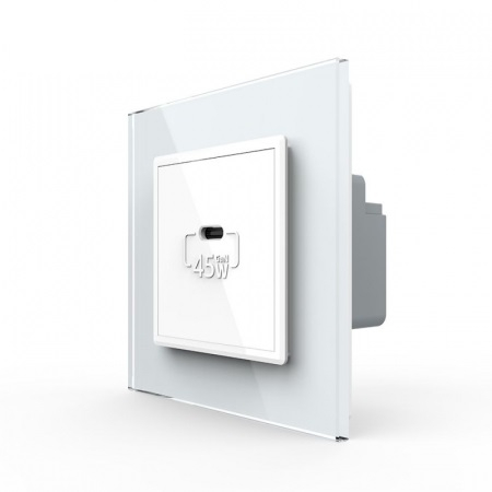 Priza simpla USB tip C, cu rama sticla [2]