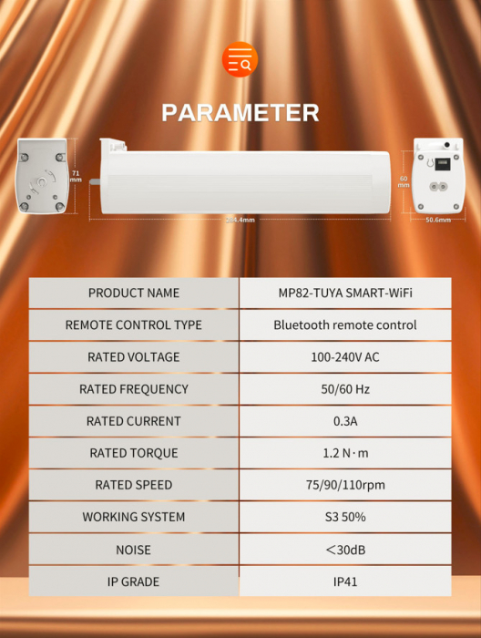 Sina draperii inteligente smart extensibila 1.8-3m, motor inteligent smart WiFi, control din app mobila Tuya, control telecomanda BT [3]