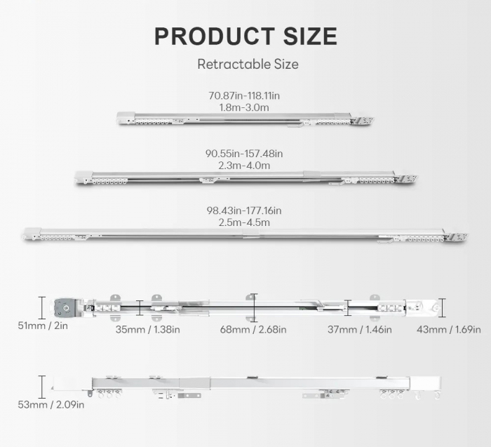 Sina draperii inteligente smart extensibila 1.8-3m, motor inteligent smart WiFi, control din app mobila Tuya, control telecomanda BT [2]
