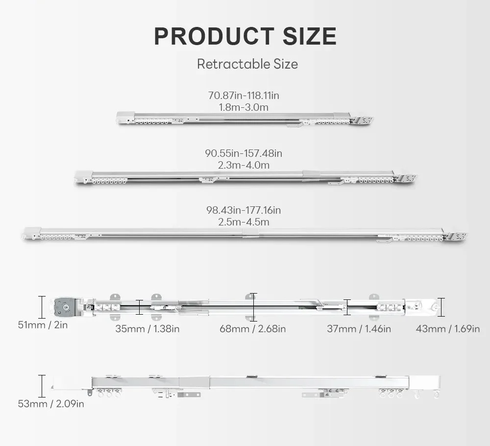 Sina draperii inteligente smart extensibila 2.3-4m, motor inteligent smart WiFi, control din app mobila Tuya, control telecomanda BT [3]