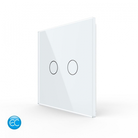 ZigBee - Intrerupator tactil inteligent, dublu, fara fir, EC, montaj aplicat, cu panou din sticla