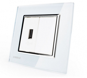 Livolo - Prize - Priza USB Livolo cu rama din sticla