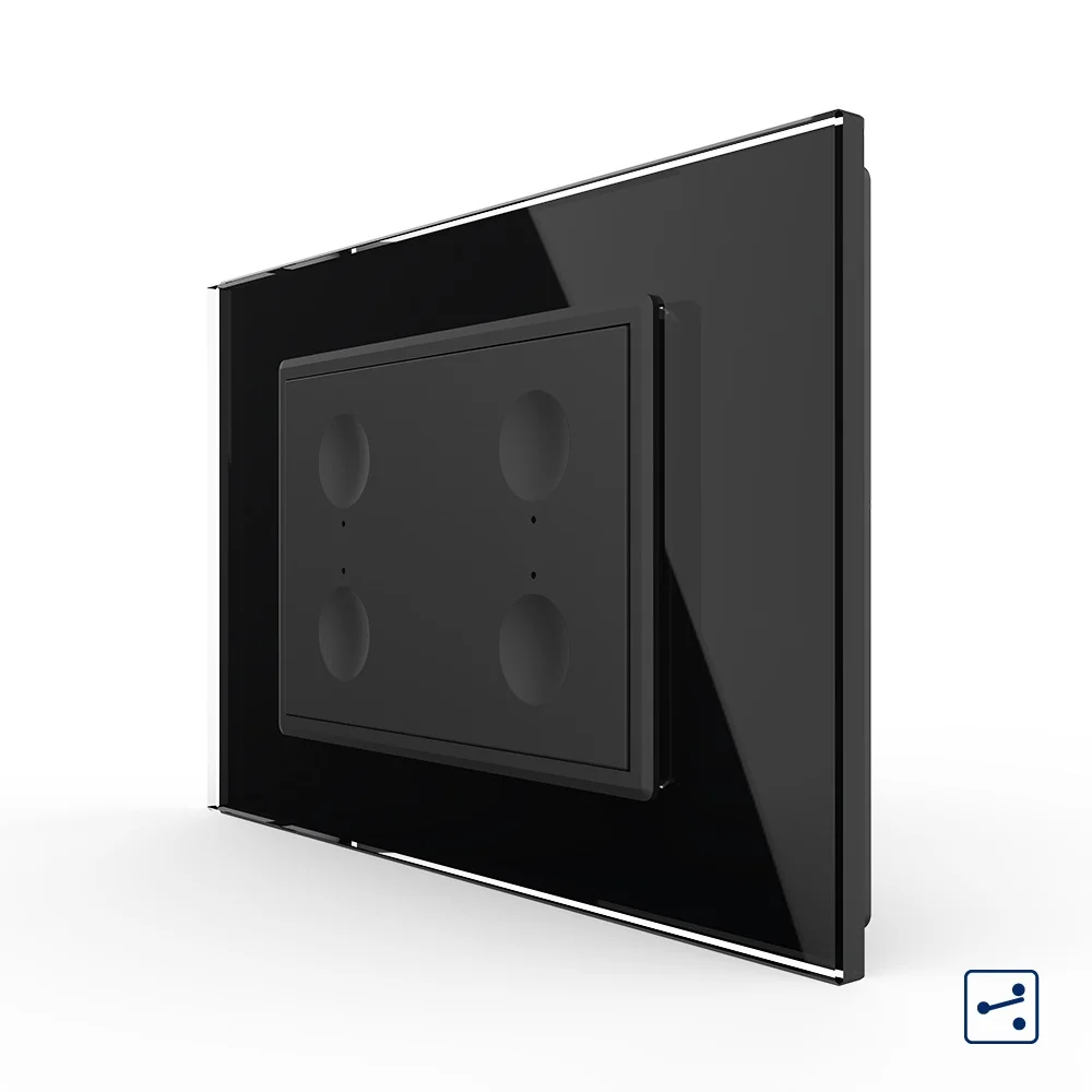 Serie Noua - Intrerupator cvadruplu cap scara / cap cruce cu touch Livolo cu rama din sticla, standard Italian 3m– Serie noua