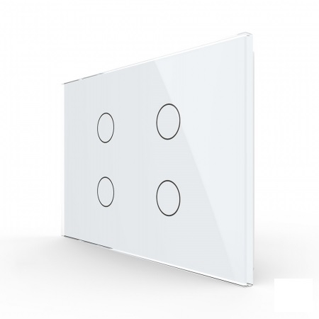 Standard Italian/ Modular - Intrerupator cvadruplu cap scara / cruce cu touch Livolo din sticla, modular, standard Italian
