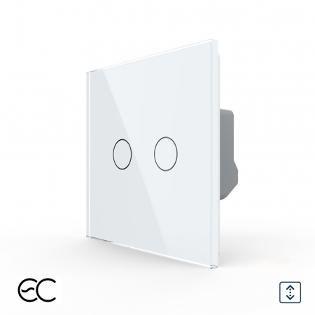 ZigBee - Intrerupator dublu draperie protocol Zigbee EC tactil Generatie Noua, cu panou sticla