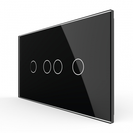 Standard Italian/ Modular - Intrerupator Dublu + Dublu cu Touch LIVOLO cu Rama Din Sticla, 4M, Standard Italian