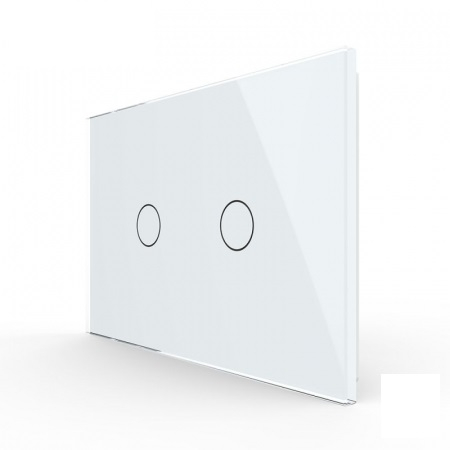 Standard Italian/ Modular - Intrerupator dublu, standard italian, cap scara / cap cruce, cu panou sticla, 3M