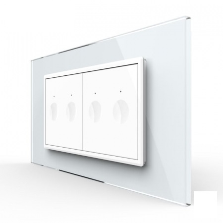 Serie Noua - Intrerupator tactil dublu cap scara / cruce + Intrerupator tactil dublu cap scara / cruce, 4M, cu rama sticla, Livolo