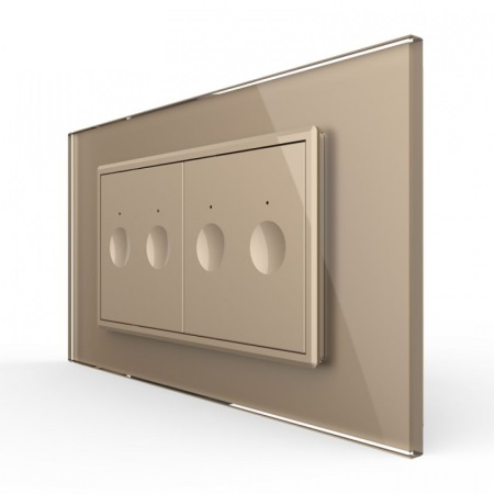 Serie Noua - Intrerupator tactil dublu + Intrerupator tactil dublu, 4M, cu rama sticla, Livolo