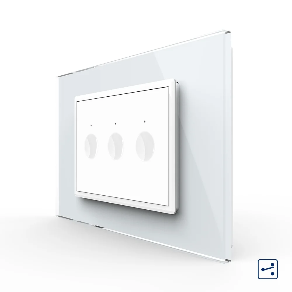 Intrerupator triplu cap scara / cap cruce cu touch Livolo cu rama din sticla, standard Italian 3m – Serie noua [2]
