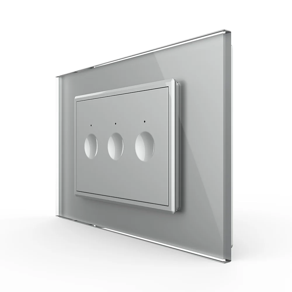 Serie Noua - Intrerupator triplu cu touch Livolo cu rama din sticla, standard Italian 3m – Serie noua