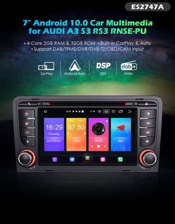 Navigatie auto, Pachet dedicat AUDI A3 (2003-2011) S3 RS3 RNSE-PU ,7 inch, Android 10 [8]