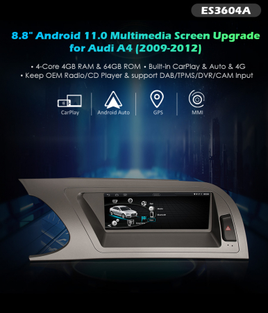 Navigatie auto, Pachet dedicat Audi A4 (2009-2012),8.8 inch, Android 11 [8]