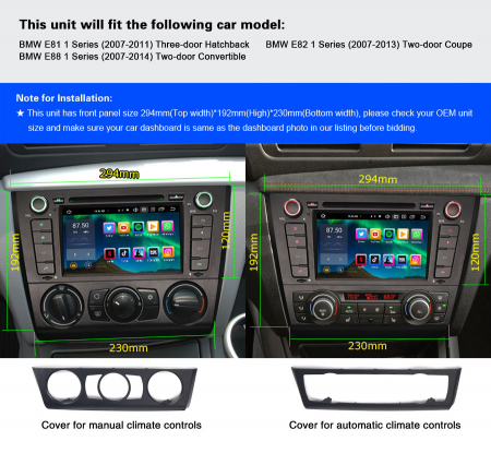 Navigatie auto, Pachet dedicat BMW 1 Serie E81 Hatchback E82 E88 , Android 13 [12]