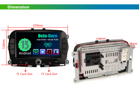 Navigatie auto, Pachet dedicat Fiat 500/500C/500S/500E 2016-2019 and 500 Hybrid 2020-2021 , Android 13 [18]