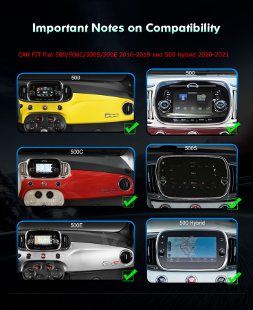 Navigatie auto, Pachet dedicat Fiat 500 500C 500S 500E 2016-2019 and 500 Hybrid  , Android 14 [11]