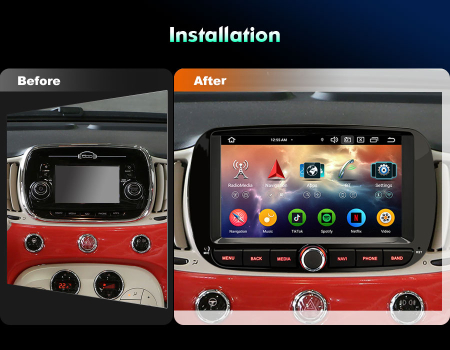 Navigatie auto, Pachet dedicat Fiat 500 500C 500S 500E 2016-2019 and 500 Hybrid  , Android 14 [10]