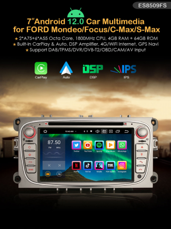Navigatie auto, Pachet dedicat FORD Mondeo Focus Galaxy S-Max C-Max  , Android 12 [7]