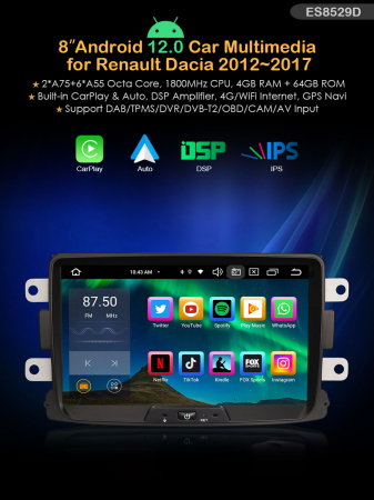 Navigatie auto, Pachet dedicat Renault Dacia Duster Logan Sandero Dokker,  Android 13 [8]