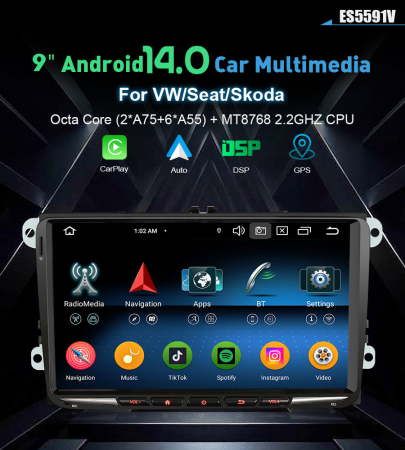 Navigatie auto, Pachet dedicat VW Golf Plus Jetta V Bora EOS Seat Alhambra Skoda Superb, Android 14 [11]