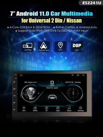 Navigatie auto universala 2DIN,(Nissan) 7 inch, Android 11 [9]