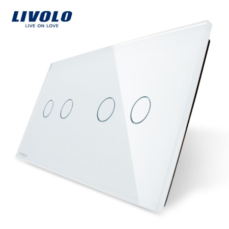 Livolo - Accesorii - Panou intrerupator dublu + dublu cu touch Livolo din sticla
