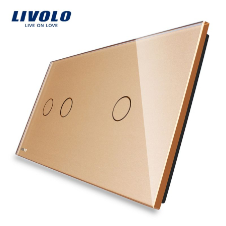 Panou intrerupator dublu + simplu cu touch Livolo din sticla [2]