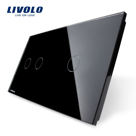 Livolo - Accesorii - Panou intrerupator dublu + simplu cu touch Livolo din sticla