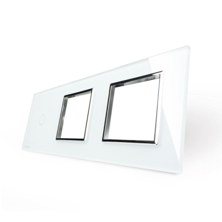 Panou intrerupator simplu cu touch si 2 prize Livolo din sticla [2]