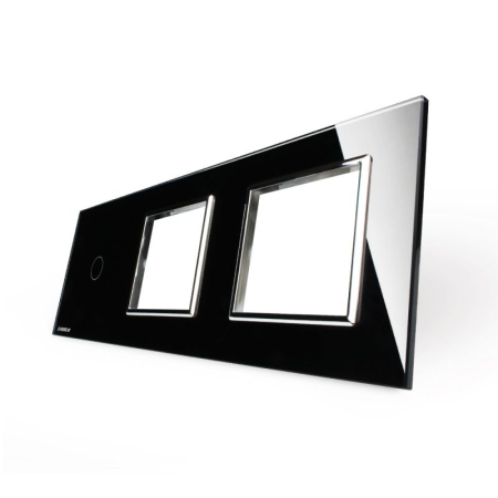 Panou intrerupator simplu cu touch si 2 prize Livolo din sticla [3]