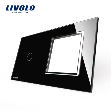 Panou intrerupator simplu cu touch si priza simpla Livolo din sticla [3]