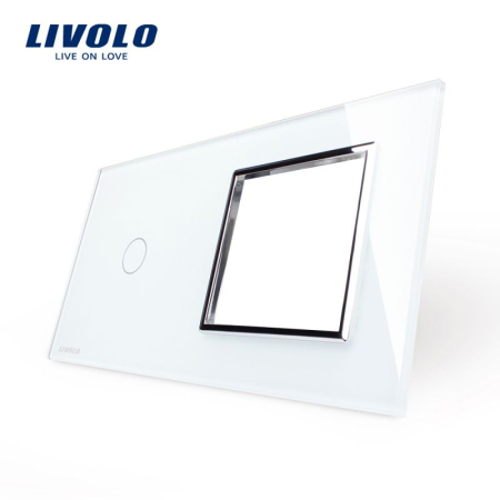 Livolo - Accesorii - Panou intrerupator simplu cu touch si priza simpla Livolo din sticla