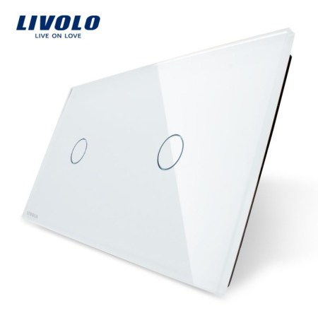 Livolo - Accesorii - Panou intrerupator simplu + simplu cu touch Livolo din sticla