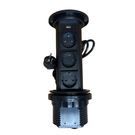 Priza incastrabila Pop Up, Neagra, echipata cu USB + 3 prize 2M [2]