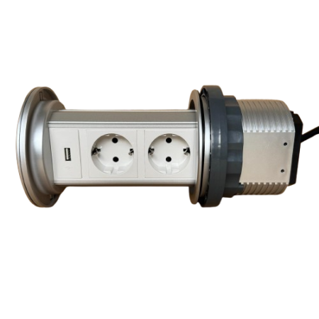 Priza incastrabila Pop Up, Silver, echipata cu USB + 2 prize 2M [4]