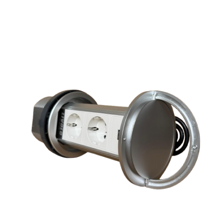 Priza incastrabila Pop Up, Silver, echipata cu USB + 2 prize 2M [3]