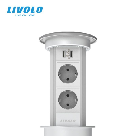 Livolo - Prize - Priza retractabila inteligenta 2 x Schuko + 2 x USB