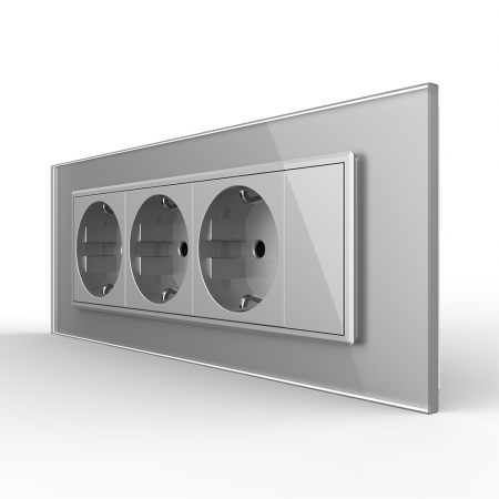 Priza Schuko tripla cu blank, standard italian/modular 6/7 module [2]