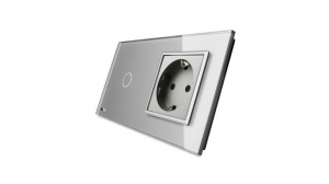 Livolo - Prize - Intrerupator simplu + priza simpla Livolo rama din sticla