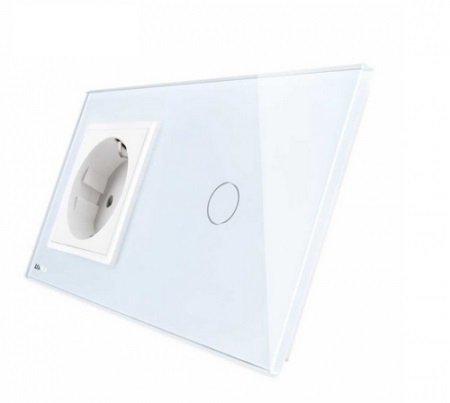 Priza simpla din sticla + Intrerupator din sticla cu touch simplu Livolo