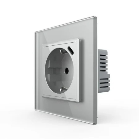 Livolo - Prize - Priza simpla Schuko + slot USB Tip-C, Standard German 2M, cu rama sticla