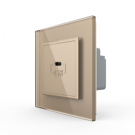 Priza simpla USB tip C, cu rama sticla [2]