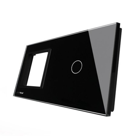 Ramă Priză simplă + panou intrerupător simplu din sticla cu touch [2]