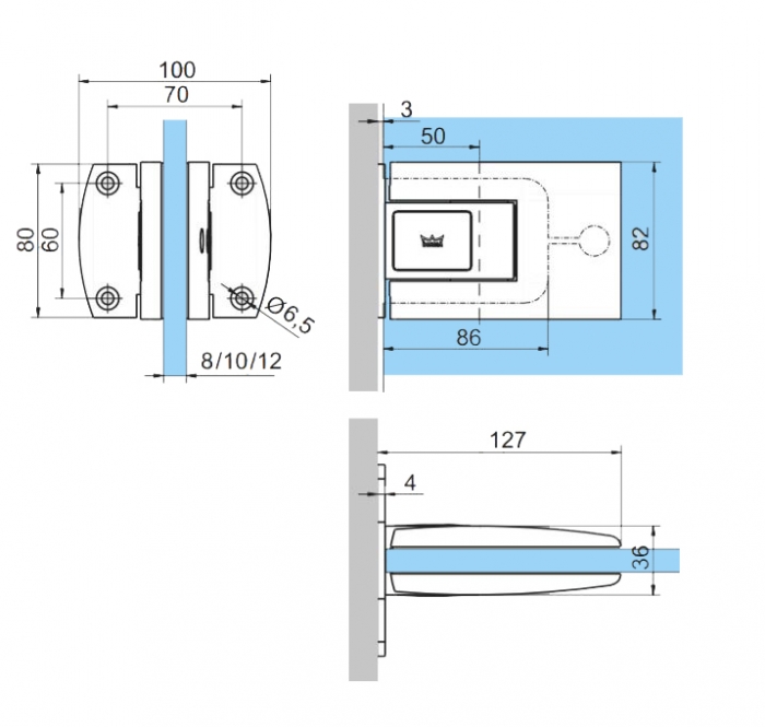 Set 2 balamale hidraulice Dorma Tensor perete/sticla [2]