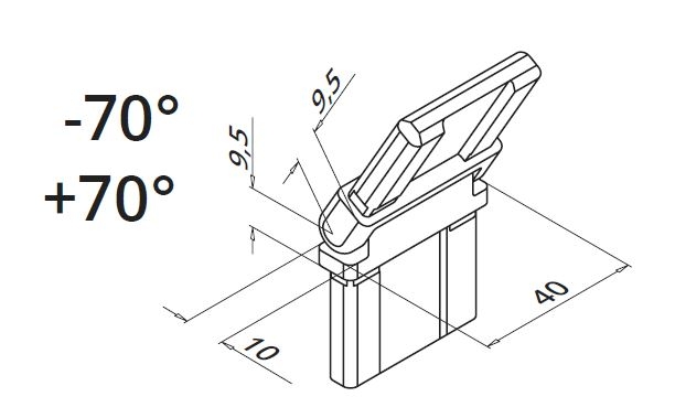 Colt reglabil ±70° mana curenta rectangulara 40x10 mm [2]