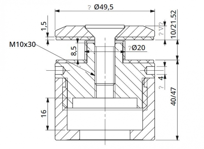 Prindere punctuala cu gat Ø50 mm reglabila 40-47 mm [2]