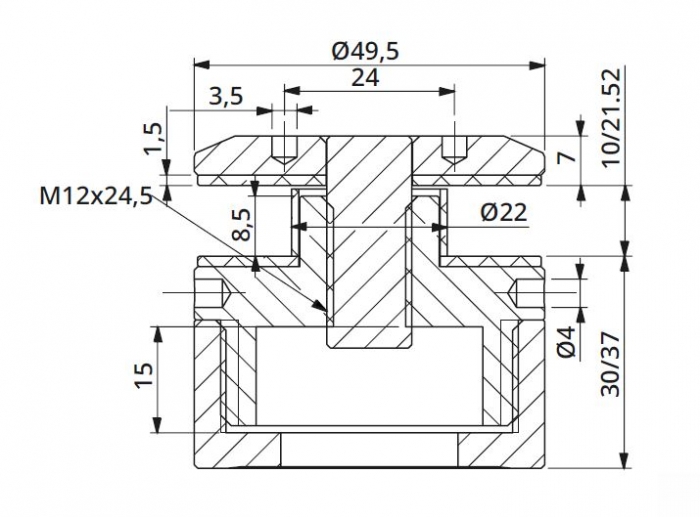 Prindere punctuala cu gat Ø50 mm reglabila 30-37 mm [2]